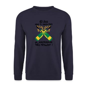 40 ans bouteille petillant anniversaire - Sweat-shirt Unisexe - marine - Devant - Alina (178cm) & Michal (187cm)