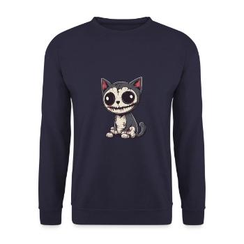Chat Halloween Drôle Zombie - Sweat-shirt Unisexe - marine - Devant - Alina (178cm) & Michal (187cm)