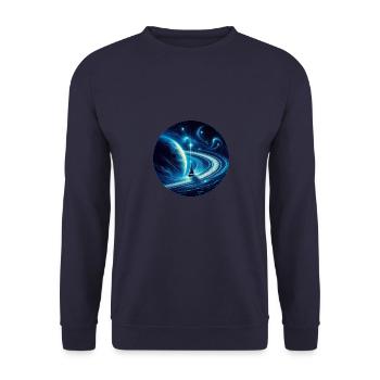 Sailboat with Saturn Fantasy Universe - Unisex Sweatshirt - navy - Front - Alina (178cm) & Michal (187cm)