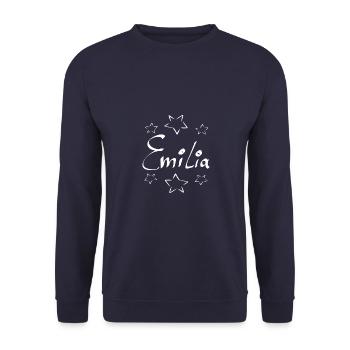 Emilia mit Sternen - Unisex Pullover - Navy - Vorne - Alina (178cm) & Michal (187cm)