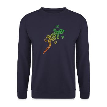 LÉZARD POLYNÉSIEN - collection tribale - Sweat-shirt Unisexe - marine - Devant - Alina (178cm) & Michal (187cm)