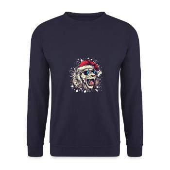 Lion Noël Drôle - Sweat-shirt Unisexe - marine - Devant - Alina (178cm) & Michal (187cm)