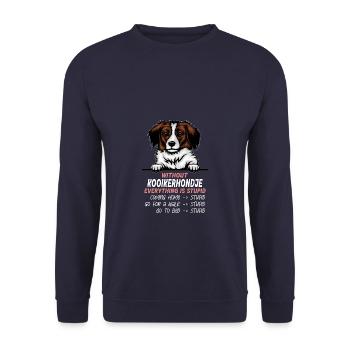 Ohne Kooikerhondje ist alles doof - Unisex Pullover - Navy - Vorne - Alina (178cm) & Michal (187cm)