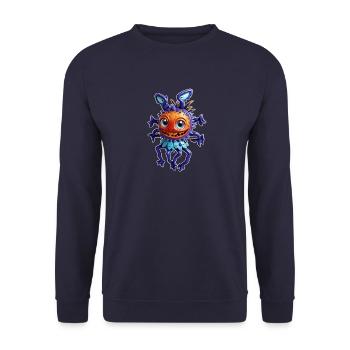 Lila Alien-Fliege - Unisex Pullover - Navy - Vorne - Alina (178cm) & Michal (187cm)
