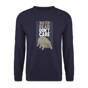 Wasserbär don't Care Geschenk - Unisex Pullover - Navy - Vorne - Alina (178cm) & Michal (187cm)