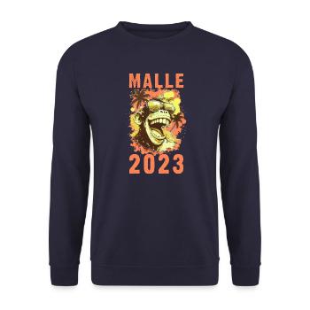 Malle 2023 Party Affe Mallorca Team - Unisex Pullover - Navy - Vorne - Alina (178cm) & Michal (187cm)