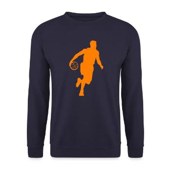Basketballer Symbol Basketball Spieler Mann - Unisex Pullover - Navy - Vorne - Alina (178cm) & Michal (187cm)