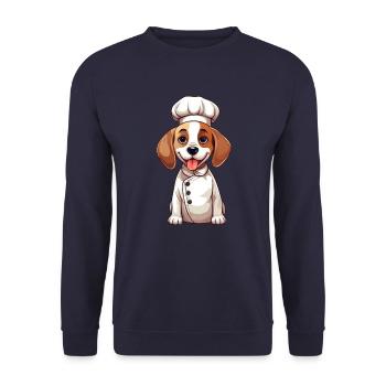 Conception de bande dessinée mignonne Beagle Chef - Sweat-shirt Unisexe - marine - Devant - Alina (178cm) & Michal (187cm)