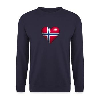 Norwegen glänzendes Herz rot weiß blau Flagge - Unisex Pullover - Navy - Vorne - Alina (178cm) & Michal (187cm)