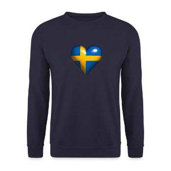 Sweden Shiny Heart Blue Yellow Cross - Unisex Sweatshirt - navy - Front - Alina (178cm) & Michal (187cm)