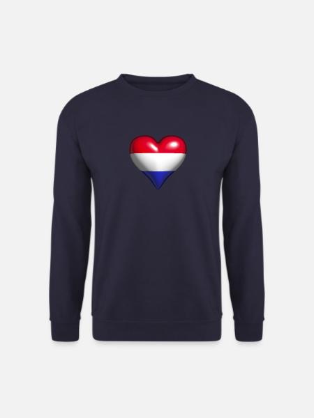 Niederlande glänzendes Herz blau weiß rot Fahne - Unisex Pullover - Navy