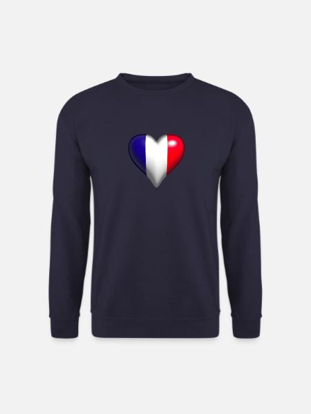 Frankreich glänzendes Herz Trikolore blau weiß rot - Unisex Pullover - Navy