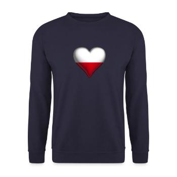 Poland shiny heart white red - Unisex Sweatshirt - navy - Front - Alina (178cm) & Michal (187cm)