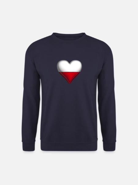Polen glänzendes Herz weiß rot - Unisex Pullover - Navy