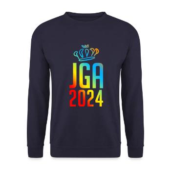 Jga 2024 Junggesellenabschied - Unisex Pullover - Navy - Vorne - Alina (178cm) & Michal (187cm)