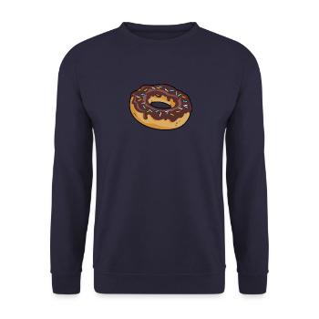 Schokolade Donut - lecker Kuchen - Unisex Pullover - Navy - Vorne - Alina (178cm) & Michal (187cm)