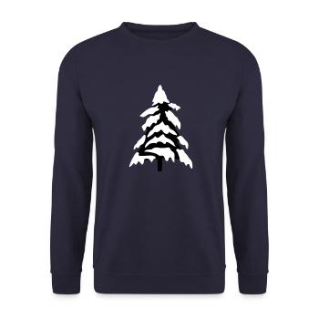 kalt schnee weihnachtsbaum tannenbaum tanne sterne - Unisex Pullover - Navy - Vorne - Alina (178cm) & Michal (187cm)