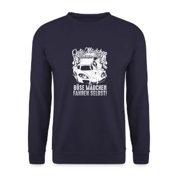 Auto - Böse Mädchen 1 - Unisex Pullover - Navy - Vorne - Alina (178cm) & Michal (187cm)