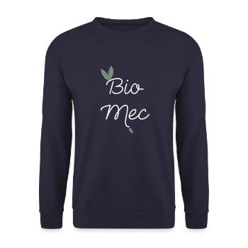 Bio mec - tshirt humoristique homme écolo - Sweat-shirt Unisexe - marine - Devant - Alina (178cm) & Michal (187cm)