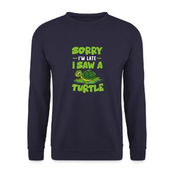 Turtle Sorry in Late Turtle Design - Unisex Sweatshirt - navy - Front - Alina (178cm) & Michal (187cm)