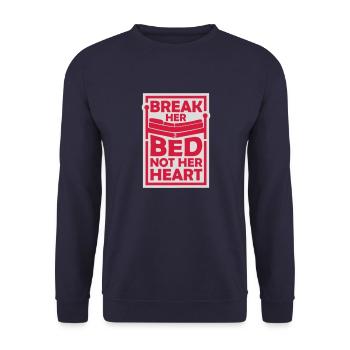 break her bed Quote - Unisex Sweatshirt - navy - Front - Alina (178cm) & Michal (187cm)