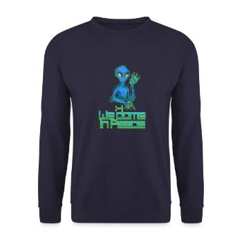 Bleu extraterrestre - Sweat-shirt Unisexe - marine - Devant - Alina (178cm) & Michal (187cm)