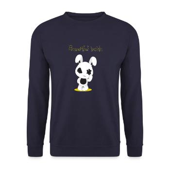 Beautiful inside saying with battered rabbits - Unisex Sweatshirt - navy - Front - Alina (178cm) & Michal (187cm)