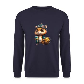 Cool and cute skirt squirrel with beer - Unisex Sweatshirt - navy - Front - Alina (178cm) & Michal (187cm)
