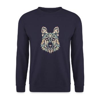 GERMAN SHEPHERD ART PUPPY DOG ANIMALS ART - Unisex Sweatshirt - navy - Front - Alina (178cm) & Michal (187cm)