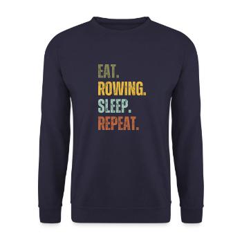 EAT ROWING SLEEP REPEAT - Unisex Sweatshirt - navy - Front - Alina (178cm) & Michal (187cm)