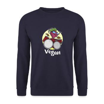 Schlagzeug Rettich Garten Salat Veganer Vegan - Unisex Pullover - Navy - Vorne - Alina (178cm) & Michal (187cm)