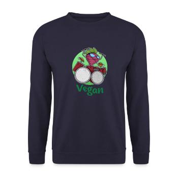 Schlagzeug Rettich Garten Salat Veganer Vegan - Unisex Pullover - Navy - Vorne - Alina (178cm) & Michal (187cm)
