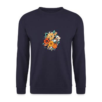 Bouquet of flowers type 70s - Unisex Sweatshirt - navy - Front - Alina (178cm) & Michal (187cm)