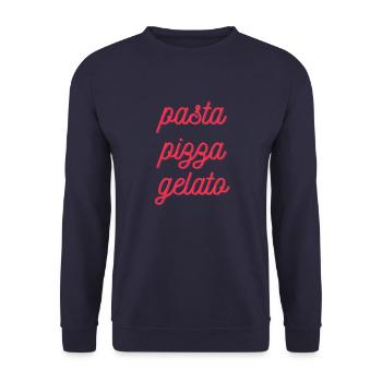 Pizza Pasta Gelato – Italian Food TypographyDesign - Unisex Sweatshirt - navy - Front - Alina (178cm) & Michal (187cm)