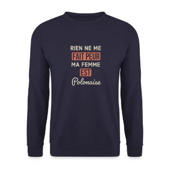 Ma femme est polonaise - Sweat-shirt Unisexe - marine - Devant - Alina (178cm) & Michal (187cm)