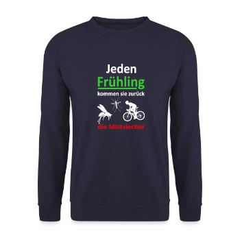 Jeden Frühling kommen sie zurück-Rennrad -Vers.2 - Unisex Pullover - Navy - Vorne - Alina (178cm) & Michal (187cm)
