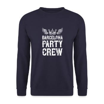 Barcelona Party Urlaub Crew - Unisex Pullover - Navy - Vorne - Alina (178cm) & Michal (187cm)