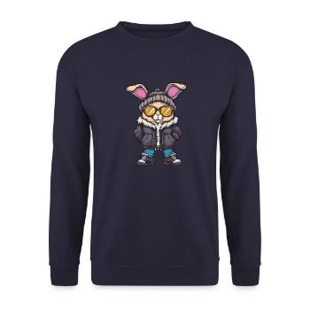 Hase Winter - Unisex Pullover - Navy - Vorne - Alina (178cm) & Michal (187cm)