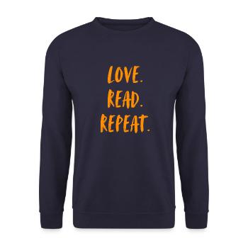 Love Read Repeat. Love reading and starting all over again - Unisex Sweatshirt - navy - Front - Alina (178cm) & Michal (187cm)