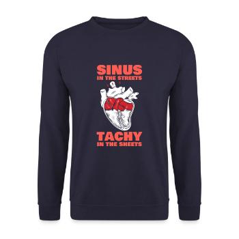 Sinus in the Streets Tachy In The Sheets - Unisex Pullover - Navy - Vorne - Alina (178cm) & Michal (187cm)