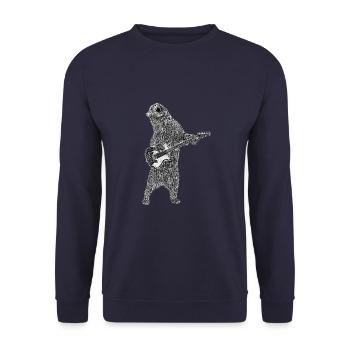 Bär Grizzly spielt E-Gitarre und brüllt dabei - Unisex Pullover - Navy - Vorne - Alina (178cm) & Michal (187cm)