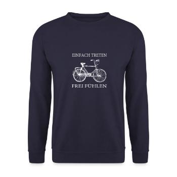 Fahrrad Silhouette – Einfach treten, frei fühlen - Unisex Pullover - Navy - Vorne - Alina (178cm) & Michal (187cm)