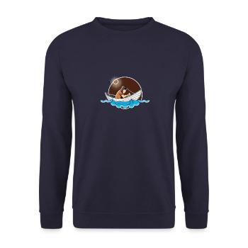 Fischer im Mondschein Mit Kind - Unisex Pullover - Navy - Vorne - Alina (178cm) & Michal (187cm)