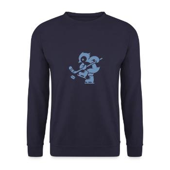 Pinguin Eishockey Minimalistische Spieler - Unisex Pullover - Navy - Vorne - Alina (178cm) & Michal (187cm)