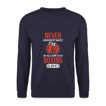 Old Man With Boxing Gloves - Unisex Pullover - Navy - Vorne - Alina (178cm) & Michal (187cm)