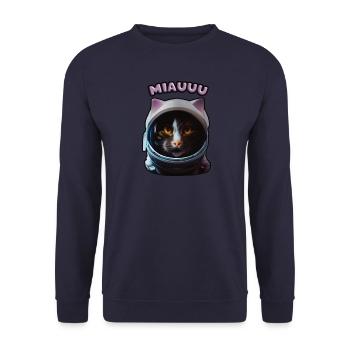 Space Cat: Reise ins Unbekannte - Unisex Pullover - Navy - Vorne - Alina (178cm) & Michal (187cm)