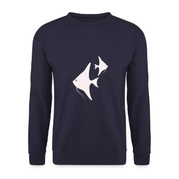 Fisch Aquarium Meerestier Klima Umweltschutz - Unisex Pullover - Navy - Vorne - Alina (178cm) & Michal (187cm)