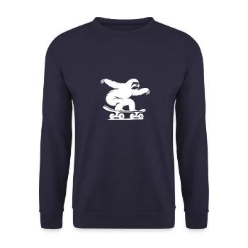 Sloth Skateboard Skater Silhouette Minimalistis - Unisex Sweatshirt - navy - Front - Alina (178cm) & Michal (187cm)