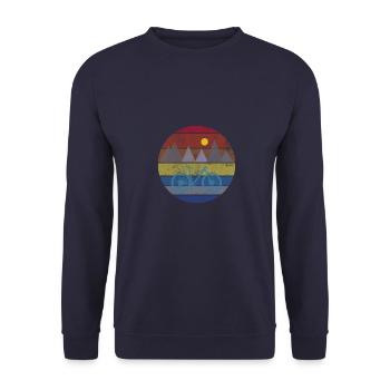 Mountain bike in the mountains - Unisex Sweatshirt - navy - Front - Alina (178cm) & Michal (187cm)