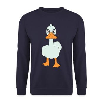 Drôle de majeur canard - Sweat-shirt Unisexe - marine - Devant - Alina (178cm) & Michal (187cm)